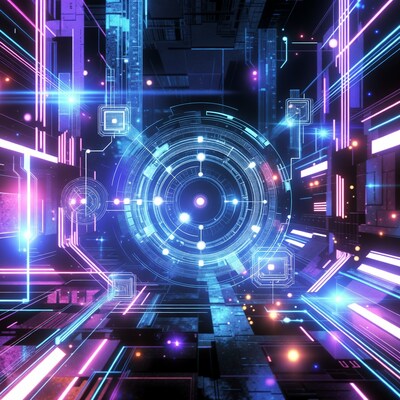 Neon Cyberpunk Glowing Target Circle