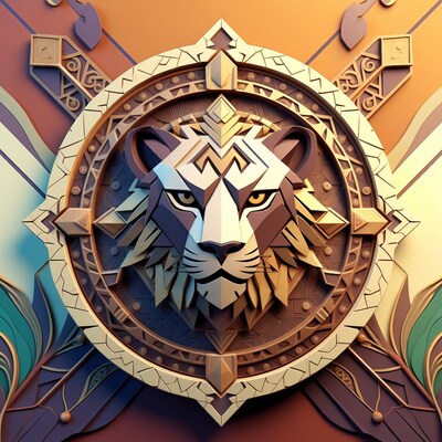 Ornate 3D Lion Head Emblem