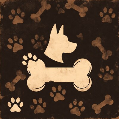 Dog Bone Paw Prints Illustration