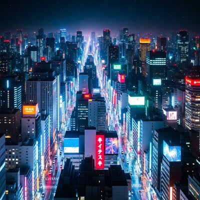 Tokyo Dotonbori Canal Night Skyline