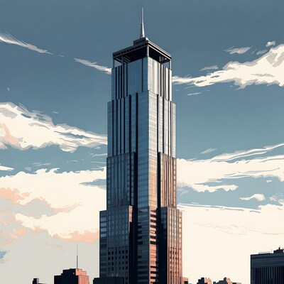 Tall Skyscraper in City Skyline