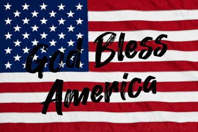 God Bless America on US Flag