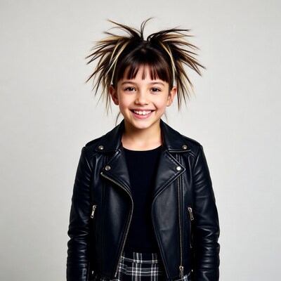 Girl with spiky hair in leather jacket