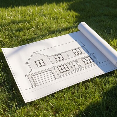 House Blueprint on Grass