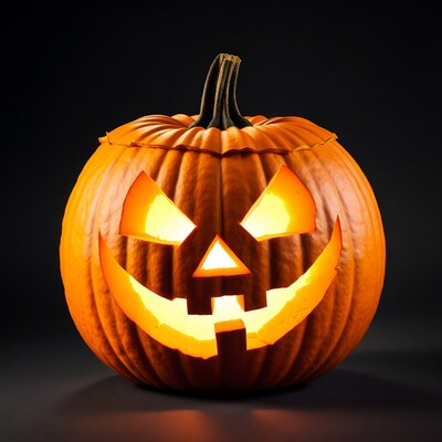 Lit Jack-o-Lantern Pumpkin