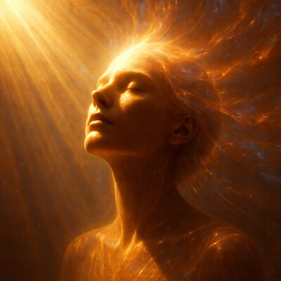 Ethereal woman in golden light