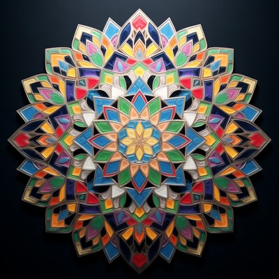 Colorful Mandala on Black Background