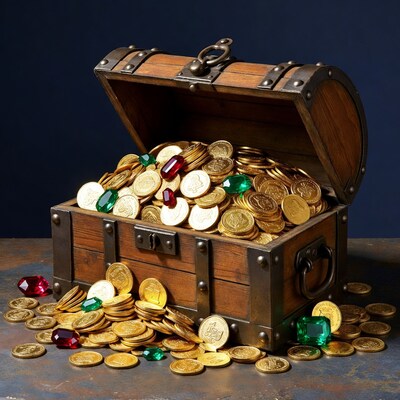 Open Treasure Chest Overflowing with Gold Coins