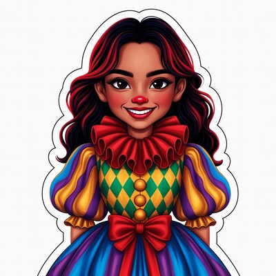 Cute girl clown illustration