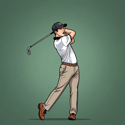 Man swinging golf club illustration