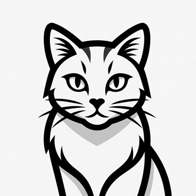 Cartoon white cat face