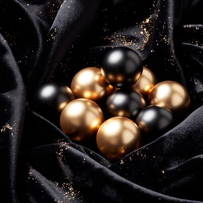 Black and Gold Balls on Velvet