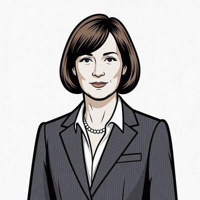 Woman in gray suit illustration
