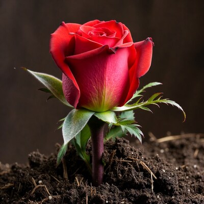Red Rose in Soil