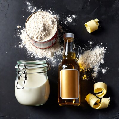 Baking Ingredients on Black Background