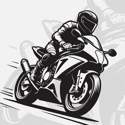 Man riding sport motorcycle illustration