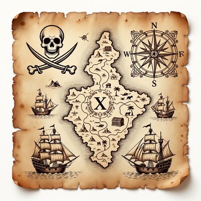 Treasure Island Pirate Map