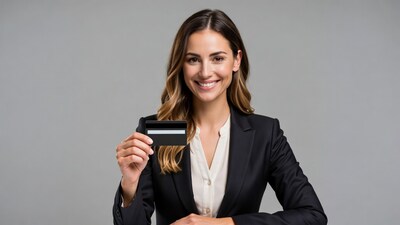Woman holding credit card