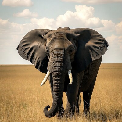 Elephant walking in savanna grass