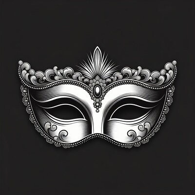 Ornate White Masquerade Mask Illustration