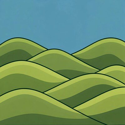 Green wavy mountains illustration