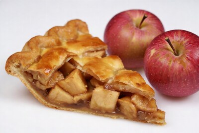 Apple Pie Slice with Red Apples