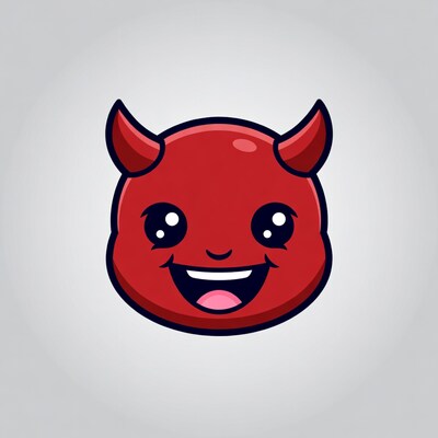 Cute red devil cartoon face