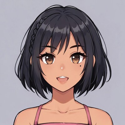 Anime girl smiling with braided hair
