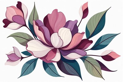 Purple Magnolia Flower Illustration