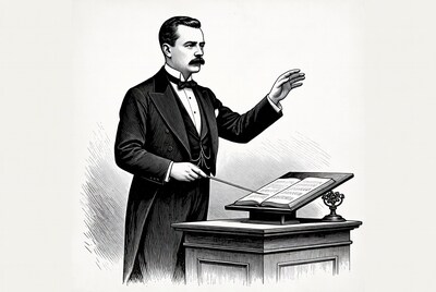Man conducting orchestra with baton