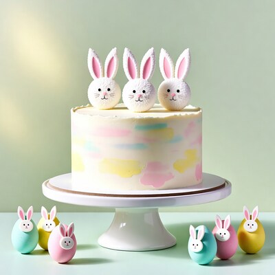 Easter Cake with Bunny Toppers