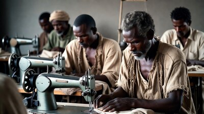 African men sewing on machines