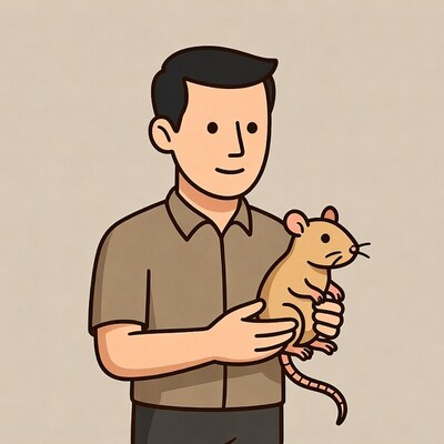 Man holding rat illustration