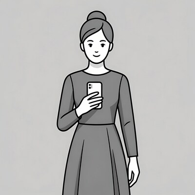 Woman holding smartphone illustration