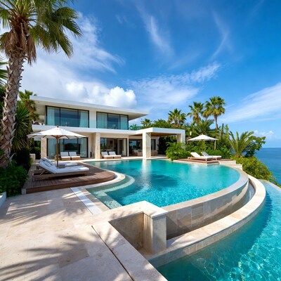 Luxury cliffside villa with infinity pool