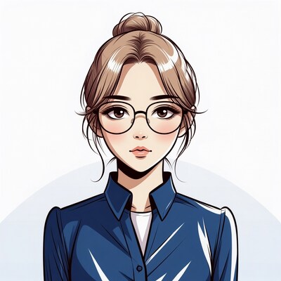 Asian woman with glasses illustration