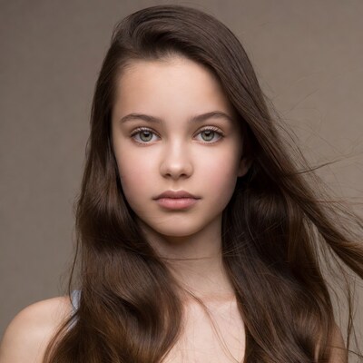 Teen girl with long brown hair