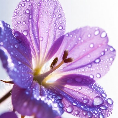 Purple flower with water droplets