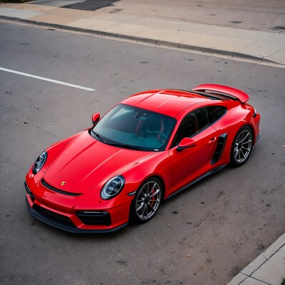 Red Porsche 911 GT2 RS on street