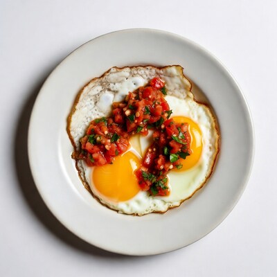 Sunny Side Up Eggs with Tomato Salsa