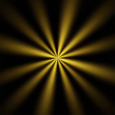 Golden radial light rays on black