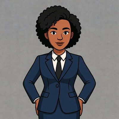 African-American woman in navy suit