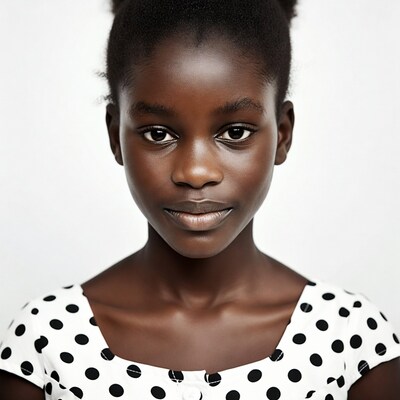 African girl in polka dot dress