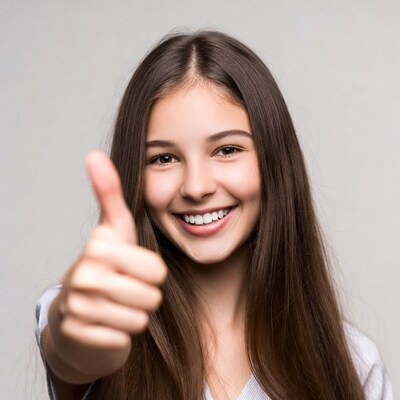 Girl giving thumbs up