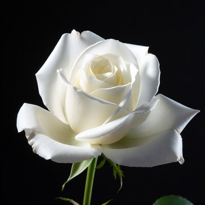 White Rose on Black Background
