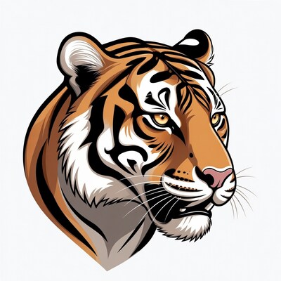 Tiger head profile illustration