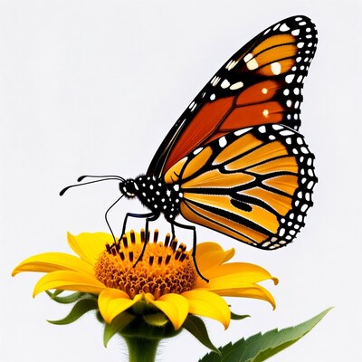 Monarch butterfly on yellow sunflower