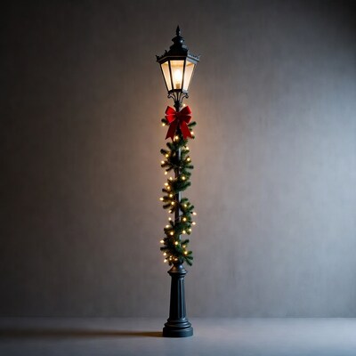 Christmas street lamp with garland