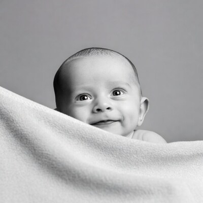 Baby peeking from blanket