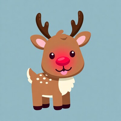 Cute Cartoon Rudolph Reindeer